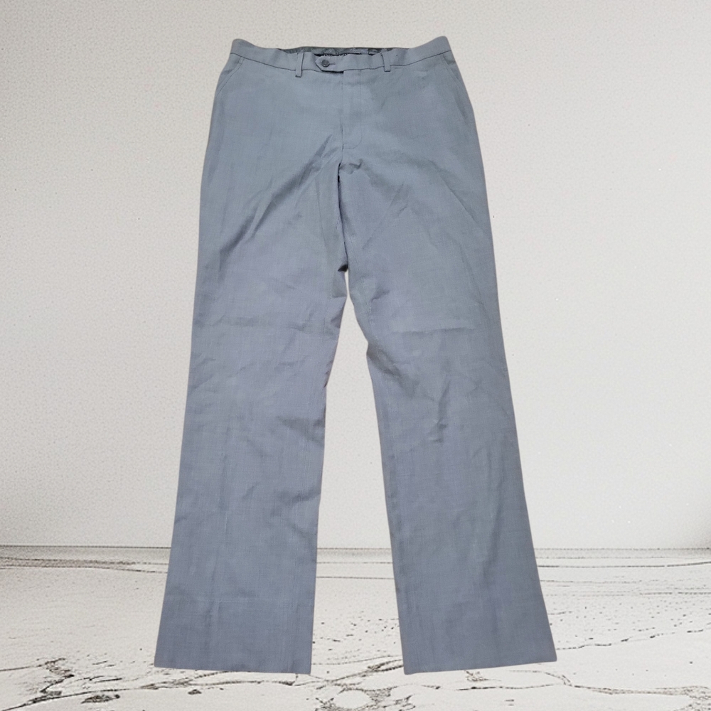 ​Statement Italy Men's Dress Pants Size 36L Gray Flat Front Trousers Suit Slacks